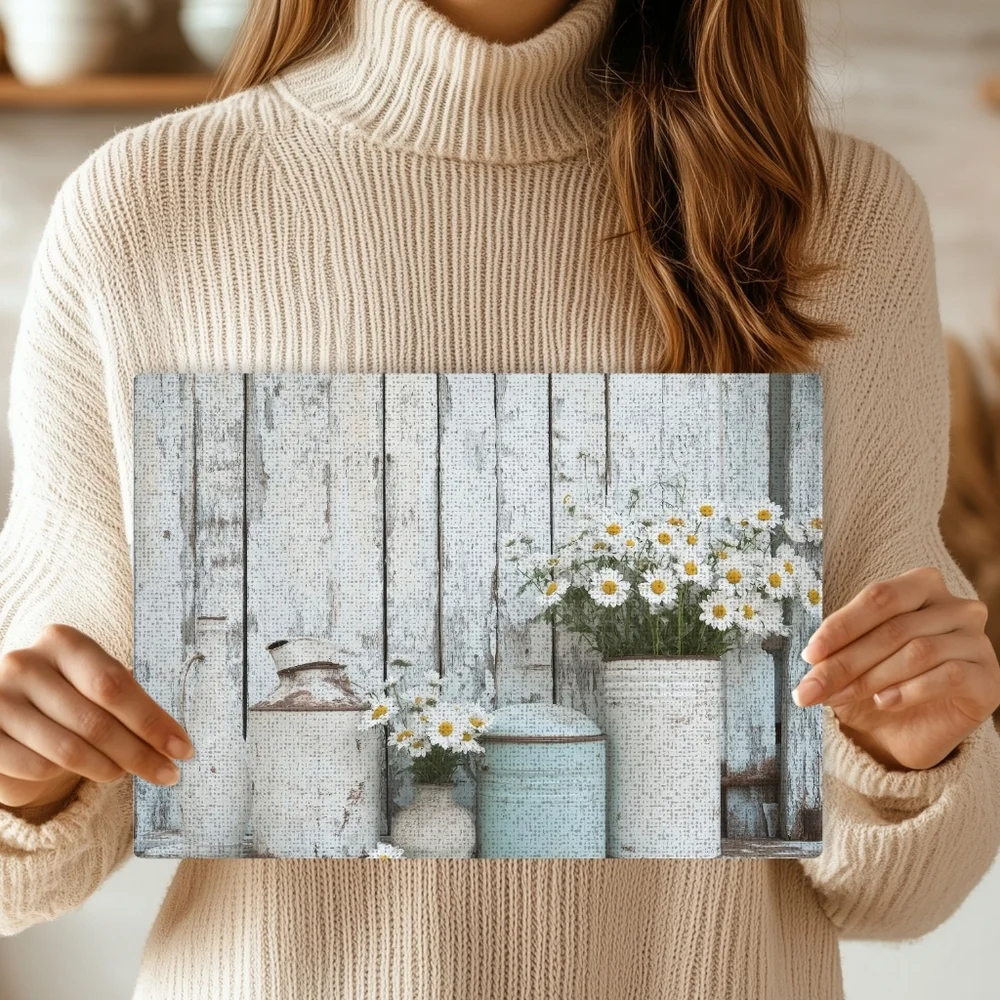 Rustic Floral Glass Cutting Board Size 11x8